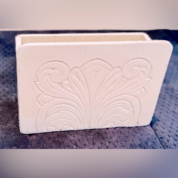 SHABBY CHIC Wooden Vintage Ivory Chippy Painted Desk Organizer Wood Box Mail Bin - Picture 5 of 13
